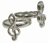 Shiny Silver-Tone Clef Ring